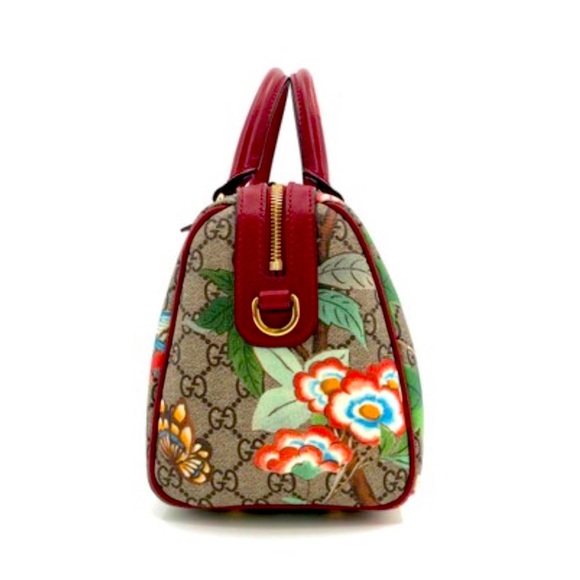 Gucci Boston Tian Medium Blooms Multicolor 38294 Brown Gg Supreme Canvas Satchel - Picture 3 of 12